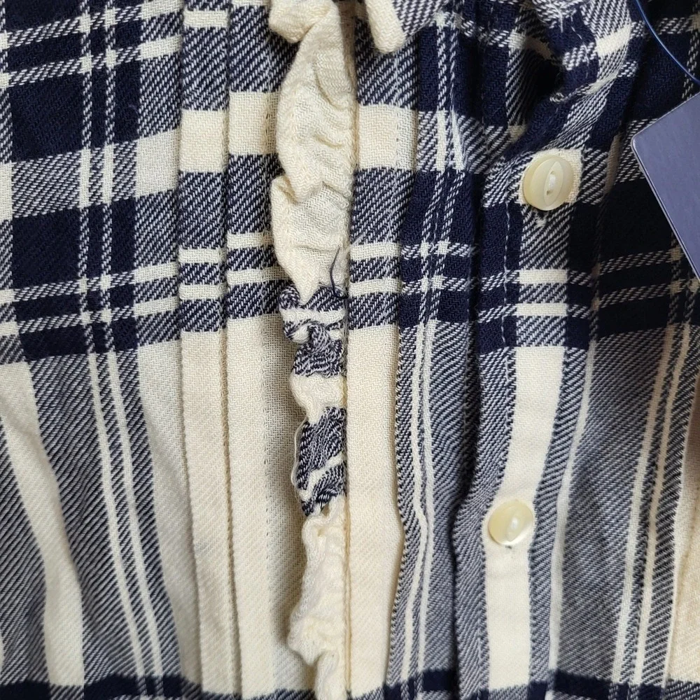 Polo Ralph Lauren Kids‎ Size 16 Plaid Button Down Shirt DressNavy Cream NWT